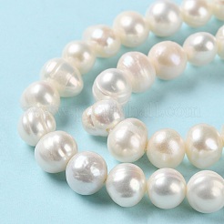 天然養殖淡水パールビーズ連売り  ポテト  グレードa ++  パパイヤホイップ  6~8.5x7~8mm  穴：0.5mm  約51個/連  13.19インチ（33.5cm）&nbsp;PEAR-E018-37