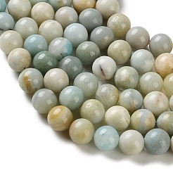 天然フラワーアマゾナイトビーズ連売り  ラウンド  スムーズ  10~10.5mm  穴：0.8mm  約39個/連  15.59インチ（39.6cm）&nbsp;G-C284-C01-10mm