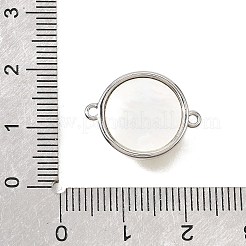 合成ターコイズと天然貝殻の真鍮製平型丸型リンクコネクターチャーム  プラチナ  19x15x5.5~6mm  穴：1.2mm&nbsp;KK-N289-16P-02