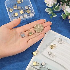 20個2色304ステンレスペンダント  南京錠  プラチナ·ゴールデン  17.5~18x10x4mm  穴：7x5mm  10個/カラー&nbsp;STAS-CA0002-46