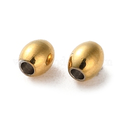 イオンプレーティング（IP）304ステンレスビーズ  オーバル  18KGP本金メッキ  4x3.5mm  穴：1.4mm&nbsp;STAS-C114-22B-G