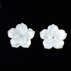 パールシェルビーズの天然な白いシェルマザーオブパール  花  19.5x20x3.5~4mm  穴：1mm&nbsp;SSHEL-T014-42D