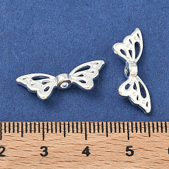 合金ビーズ  蝶結び  銀  8x22x4mm  穴：1.8mm  約1180個/1000g&nbsp;PALLOY-ZX002-41S