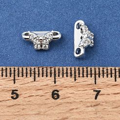 真鍮製マイクロパヴェクリアキュービックジルコニア2ループバタフライスペーサーバー  長持ちメッキ  ラックめっき  銀  6x10x5mm  穴：1.5mm&nbsp;KK-C258-14S
