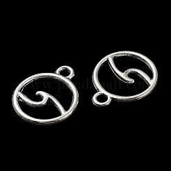 20 個のチベットスタイル合金チャーム  フラットラウンド  カドミウムフリー＆鉛フリー  アンティークシルバー  14.5x12x1.5mm  穴：1.6mm&nbsp;TIBE-YW0001-28