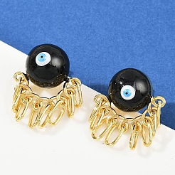 真鍮エナメルのイーブルアイダングルスタッドピアス  18KGP本金メッキ  ミックスカラー  31x26.5mm&nbsp;EJEW-L273-02G
