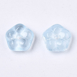 透明焼付塗料ガラスビーズ  花  ライトシアン  6x3mm  穴：0.9mm&nbsp;DGLA-R052-002-A01