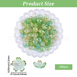 アクリルビーズキャップ180個  5  - 花びらの花  黄金の縁を持つ  ライトシアン  17.5x18x5mm  穴：1.2mm&nbsp;OACR-PA0001-37B
