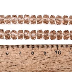 透明ガラスビーズ連売り  ロンデル  多面カット  ダークサーモン  7.5~8x5mm  穴：1~1.2mm  約77~81個/連  14.96~17.32インチ（38~44cm）&nbsp;GLAA-Q114-01A-A13