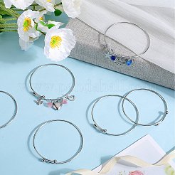 12個調節可能な304ステンレススチールワイヤーカフバングル作り  取り外し不可能なボール付き  ステンレス鋼色  内径：2-3/4インチ（7.1cm）&nbsp;MAK-SC0001-19