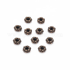 チベット風合金スペーサービーズ  カドミウムフリー＆ニッケルフリー＆鉛フリー  花  赤銅鉱  5.5x2mm  穴：1mm  約4300個/1000g&nbsp;TIBEB-S039-019R-NR
