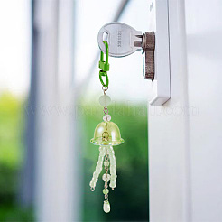30 個の UV メッキアクリルビーズキャップ  花  薄緑  24x15.5mm  穴：3mm  内径：16.5mm&nbsp;PACR-TA0001-17E