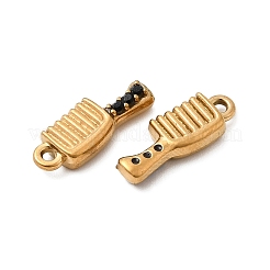 304ステンレススチール製マイクロパヴェラインストーンペンダント  櫛チャーム  イオンプレーティング（ip）  18KGP本金メッキ  17x6x3.5mm  穴：1.2mm&nbsp;STAS-G369-01G