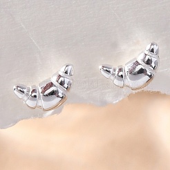 925スターリングシルバースタンドピアス  クロワッサン  925銀メッキ  4x6.5mm&nbsp;EJEW-R015-03S