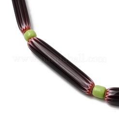 手作りのランプワークシェブロンビーズ  細長い卵形ビーズ  インディゴ  28~29.5x4.5~6mm  穴：0.8mm  約13個/連  14.56''~16.14''（37~41センチメートル）&nbsp;LAMP-Z019-01-02