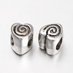 ヨーロピアンスタイルの合金ビーズ  鉛フリー＆カドミウムフリー  ハート  アンティークシルバー  8.5x8x9mm  穴：5mm&nbsp;EAA391Y