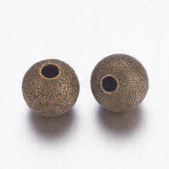 真鍮の織り目加工のビーズ  ニッケルフリー  ラウンド  アンティークブロンズカラー  サイズ：直径約6mm  穴：1mm&nbsp;EC248-NFAB
