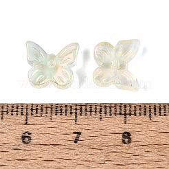 透明なガラスビーズを電気  蝶  ABカラーメッキ  半分メッキ  ライトゴールデンロッドイエロー  9.5x11x3.5~4mm  穴：1.2~1.4mm  約2220個/1000g&nbsp;EGLA-N057-03B