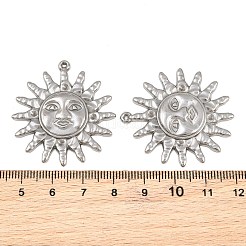 304ステンレスペンダント  顔にチャームが付いた太陽  ステンレス鋼色  38x35x4mm  穴：1mm&nbsp;SA-CBAE7EB-28P