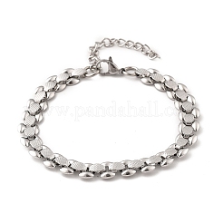 女性用304ステンレススチールオーバルリンクブレスレット  ステンレス鋼色  7-1/4x1/4インチ（18.4x0.8cm）&nbsp;BJEW-F488-19P
