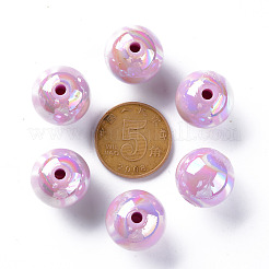 不透明なアクリルビーズ  ABカラーメッキ  ラウンド  スミレ  16x15mm  穴：2.8mm&nbsp;X-MACR-S370-D16mm-A03