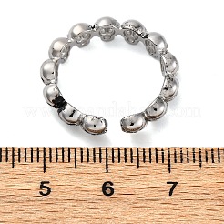 女性用・男性用真鍮カフリング  スカル  アンティークシルバー  5mm  内径: 調節可能&nbsp;LS-RJEW-C118-02AS