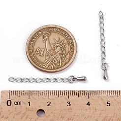 変色防止304ステンレススチールチェーンエクステンダー  ティアドロップチャーム付き  ステンレス鋼色  37x2.5mm&nbsp;STAS-L214-03B