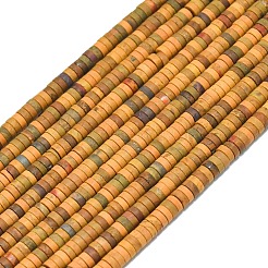 天然イエローオーシャンジャスパービーズ連売り  艶消し  ディスクビーズ  ヒシビーズ  4x1.5mm  穴：0.8mm  約239~241個/連  15.35インチ（39cm）&nbsp;G-P575-B32-4x1mm