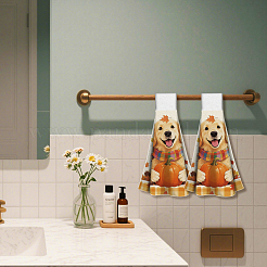 マイクロファイバーハンギングタオル  キッチン用  犬  345x315mm  2個/セット&nbsp;AJEW-WH0536-042