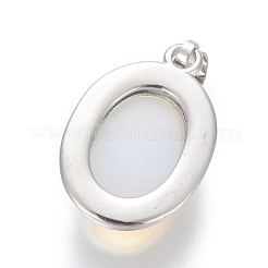 オパールペンダント  真鍮パーツ  オーバル  プラチナ  25~26x17~17.5x8~9mm  穴：8x5mm&nbsp;G-L512-D10