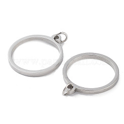 変色しない304ステンレススチールペンダント  レーザー切断  丸カン付き  ステンレス鋼色  リング  17x15x1mm  穴：2mm&nbsp;STAS-G324-01A-P