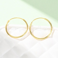 925スターリングシルバーハギーフープピアス  リング  ゴールドカラー  18x1.2mm  ピン：0.6mm&nbsp;EJEW-C179-05A-G