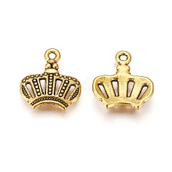 合金のチベット風チャーム  カドミウムフリー＆鉛フリー  クラウン  アンティーク黄金  14x12.5x2.5mm  穴：1mm&nbsp;TIBEP-EA9087YKG-AG-LF