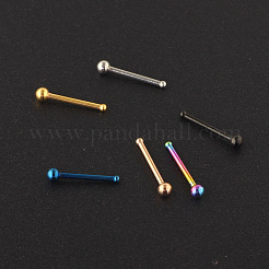 304ステンレススチールラウンドボールノーズボーンリング  ゴールドカラー  7mm  ピン：0.8mm  ヘッド：2mm&nbsp;WG2C4E4-03