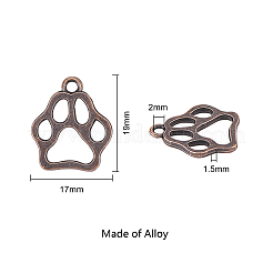 合金ペンダント  カドミウムフリー＆鉛フリー  クマ足プリント  ミックスカラー  19x17x1.5mm  穴：2mm  5色  10個/色  50個/箱&nbsp;PALLOY-CJ0001-61