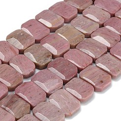 天然石ロードナイトビーズ連売り  長方形  多面カット  15x20x6mm  穴：1.5mm  約25個/連  14.96インチ（38cm）&nbsp;G-C285-A05-01