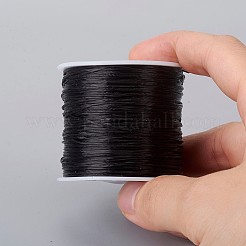 フラット弾性クリスタルストリング  弾性ビーズ糸  ストレッチブレスレット作り用  染め  ブラック  0.8mm  約65.61ヤード（60m）/ロール&nbsp;EW019-1