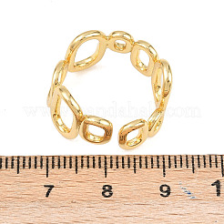 女性用真鍮カフリング  オーバル  長持ちメッキ  ラックめっき  18KGP本金メッキ  12.5mm  調整可能&nbsp;RJEW-Z113-12G