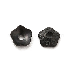 イオンプレーティング（IP）304ステンレススチールビーズキャップ  花  5花びら  電気泳動黒  4x4x1mm  穴：1mm&nbsp;STAS-N0005-01EB