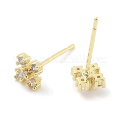 真鍮マイクロパヴェクリアキュービックジルコニアスタッドイヤリング  花  18KGP本金メッキ  7x7mm&nbsp;EJEW-S217-G12