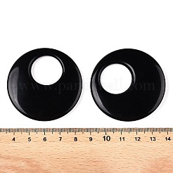 天然石オブシディアンペンダント  ディスクチャーム  49~49.5x5.5~6.5mm  穴：20mm&nbsp;EJEW-N054-02