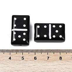焼き絵の具、ガラス、エナメル、ビーズ  ドットの長方形  ブラック  24.5x14.5x8.5mm  穴：1.8mm&nbsp;LAMP-R004-02A