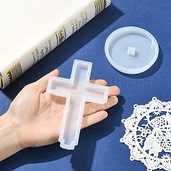 DIYシリコンモールド  UVレジン用  エポキシ樹脂工芸品作り  クロス  ホワイト  140x88x12mm  内径：128x75mm&nbsp;DIY-CJ0003-29