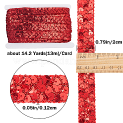 プラスチックスパンコールビーズ  スパンコールビーズ  装飾アクセサリー  3列パレットロール  フラット  レッド  20x1.2mm  13m /カード&nbsp;OCOR-WH0079-78F