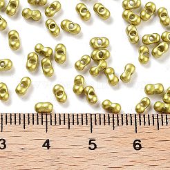 焼付塗装ガラスシードビーズ  ピーナッツ  ダークカーキ  2~2.5x4x2mm  穴：0.8mm  約15000個/ポンド&nbsp;SEED-A033-04G