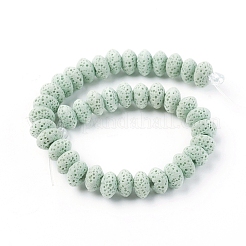 天然溶岩岩ビーズ連売り  染め  ロンデル  アクアマリン  9x5~5.5mm  穴：2mm  37個/連  7.87インチ（20cm）&nbsp;G-F671-01A-11