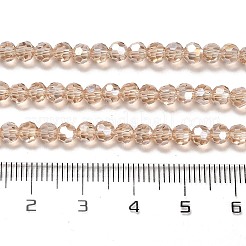 透明ガラスビーズ  32ファセット  ABカラーメッキ  ラウンド  小麦  4.5x4mm  穴：1mm  約87~93個/連  32~33cm&nbsp;EGLA-A035-T4mm-B22