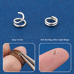スターリングシルバーのスプリットリング80個、925個  ダブルループリング  銀  24ゲージ  3.5x1mm  内径：2.5mm  単線：0.5mm&nbsp;STER-PH0001-47