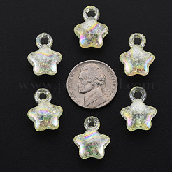 透明クラックルアクリルパーツ  ABカラー  スター  シャンパンイエロー  18x14x8.5mm  穴：3.5mm  約510個/500g&nbsp;MACR-S373-63-L06