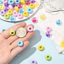 208個のアクリルヨーロピアンビーズ  プラスチック製トプシーテールヘアスタイリング編み込みツール1個付き  ミックスカラー  14x8mm  穴：5.5mm&nbsp;OHAR-FS0001-01
